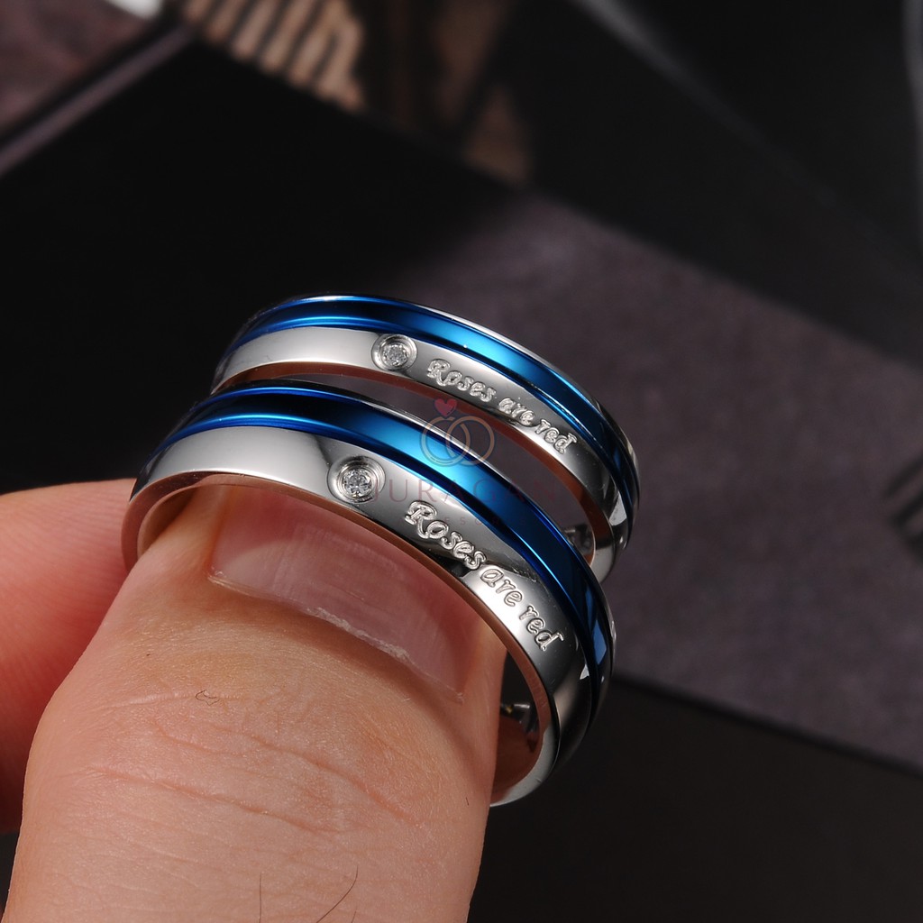 [HIGH QUALITY] Cincin Couple BUCIN R33 Titanium Ukir Nama + Box Cincin Beludru + BONUS Gelang Couple