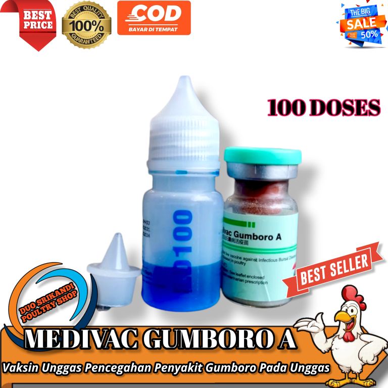 VAKSIN MEDIVAC GUMBORO A Dosis 100 ekor - Vaksin Unggas Penyakit Gumboro