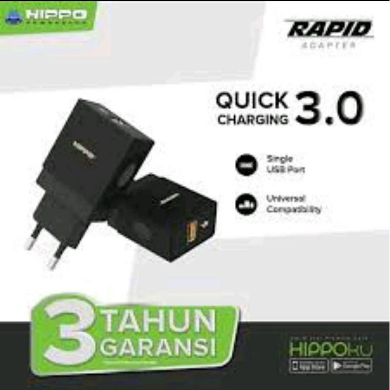 Adaptor Batok Charger Casan Hippo Rapid Quick Charging Q 3.0 Kepala Charger Original Hippo