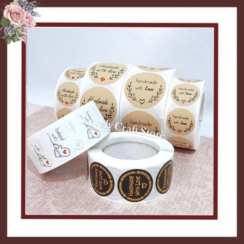 

500pcs/1roll Stiker Thankyou, Baked Handmade with Love