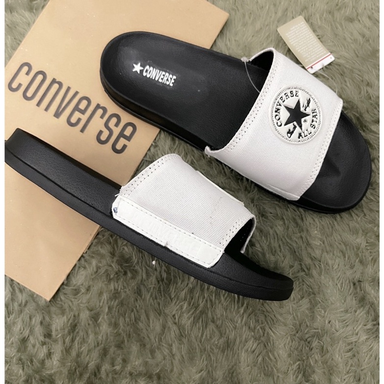 SANDAL PRIA WANITA SLOP|SLIDE CONVERSE BLACK WHITE FREE PAPERBACK