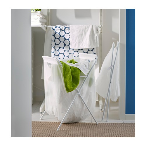 JL Tempat cucian dengan stand/ laundry bag, putih 70 L