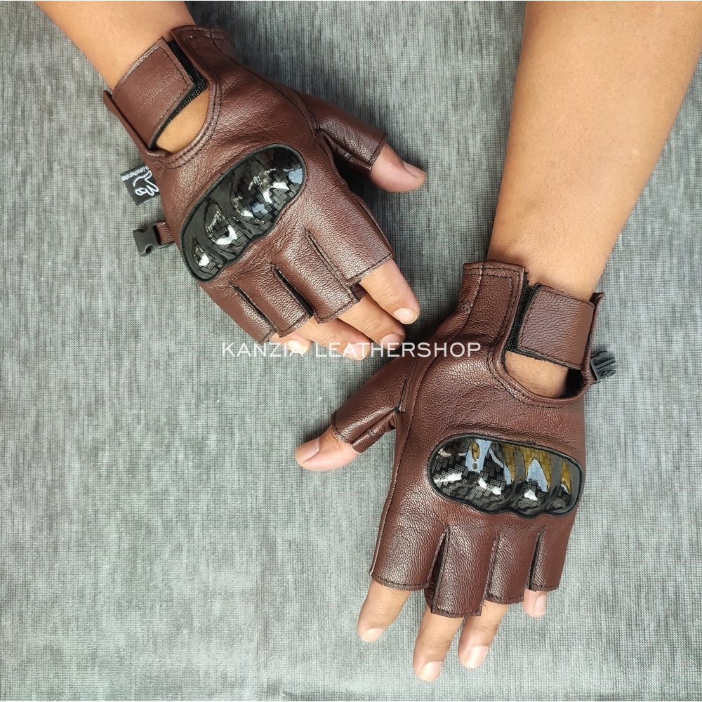 Sarung Tangan Motor Kulit Batok Protektor Leather Gloves