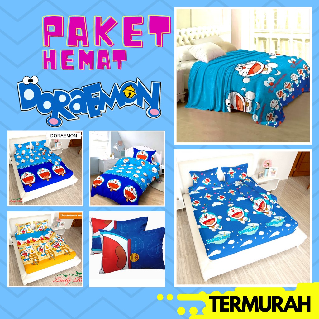 SPREI LADY ROSE DORAEMON 160X200 180X200 120X200 - SEPRAI SELIMUT LADYROSE KARAKTER NO 1 2 3 SEPREI AESTHETIC SEPRAI CANTIK SEPRE PROMO ANTI LUNTUR MOTIF LADYROSE PLUS SARUNG BANTAL SPREI DEWASA ALAS KASUR SPREI ADEM