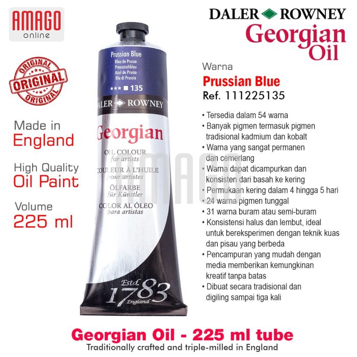 DALER-ROWNEY - GEORGIAN OIL PAINT 225 ml - PRUSSIAN BLUE - 111225135