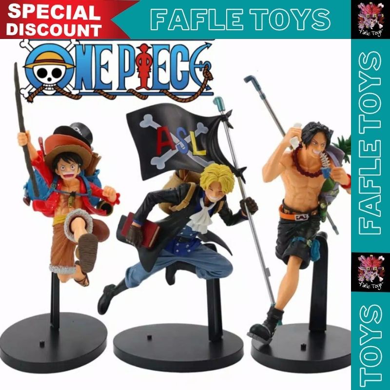 

Luffy Ace Sabot Action Figure Mainan Japan Anime Figurine PVC Mainan / Action figure one piece luffy Ace sabo mania set isi 3 pcs / Action Figure One Piece Set Luffy Sabo Ace Collection Anime / Action Figure One Piece Set Luffy Sabo Ace Collection Anime