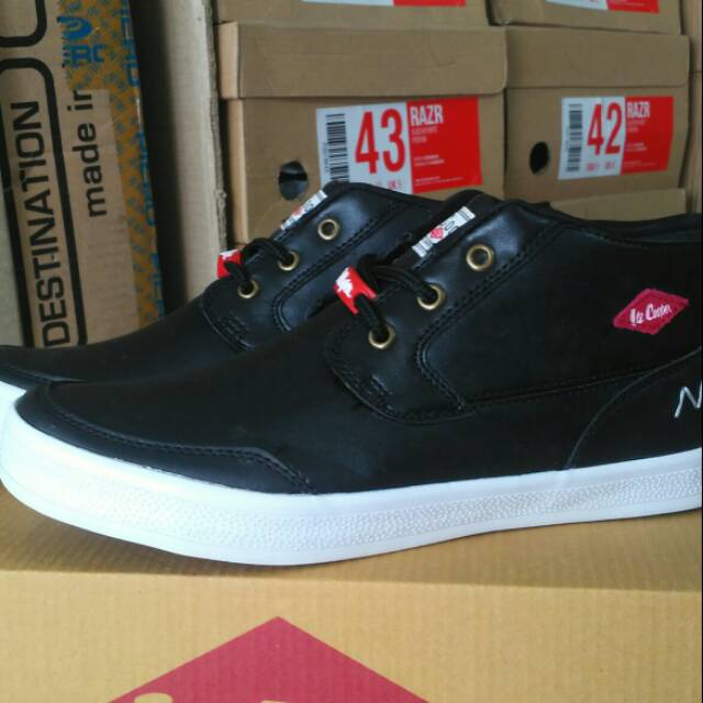 Sepatu sekolah kasual original LEE COOPER HILL MILD black white