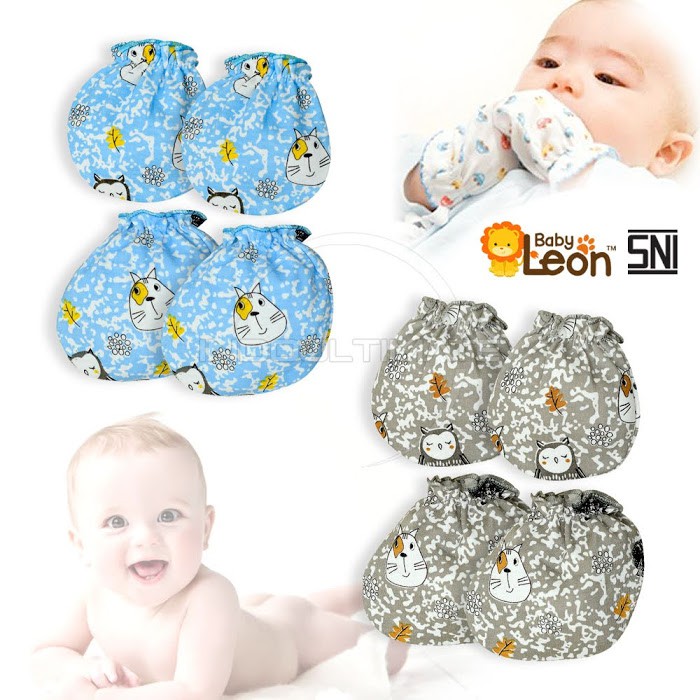 DS-121 Sarung Tangan + Sarung Kaki Bayi  2in1  Newborn BABY LEON Sarung Tangan Dan Kaos Kaki Baby New