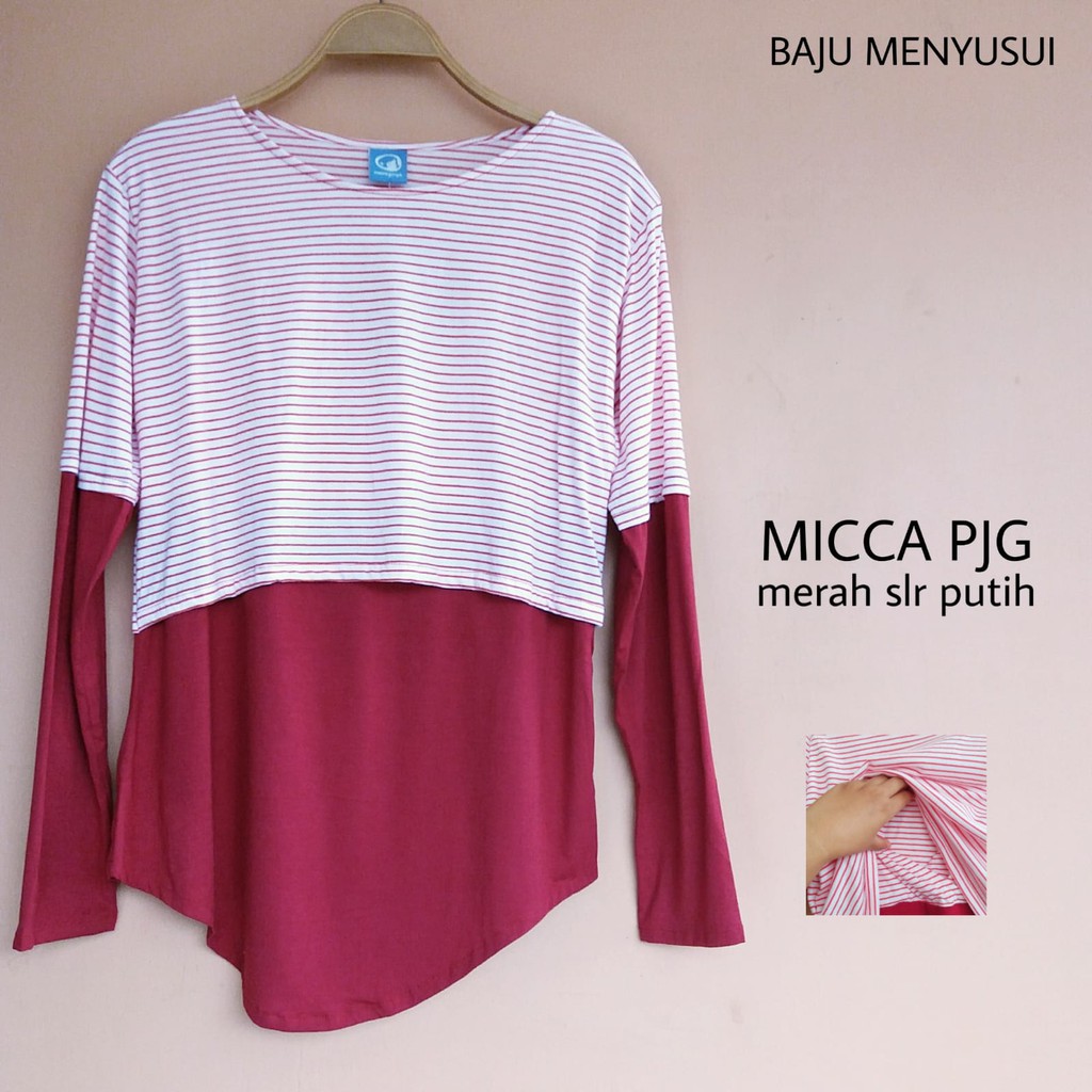 MAMIGAYA Nursing Wear MICCA Panjang Baju menyusui Kaos ASI Atasan Menyusui Casual