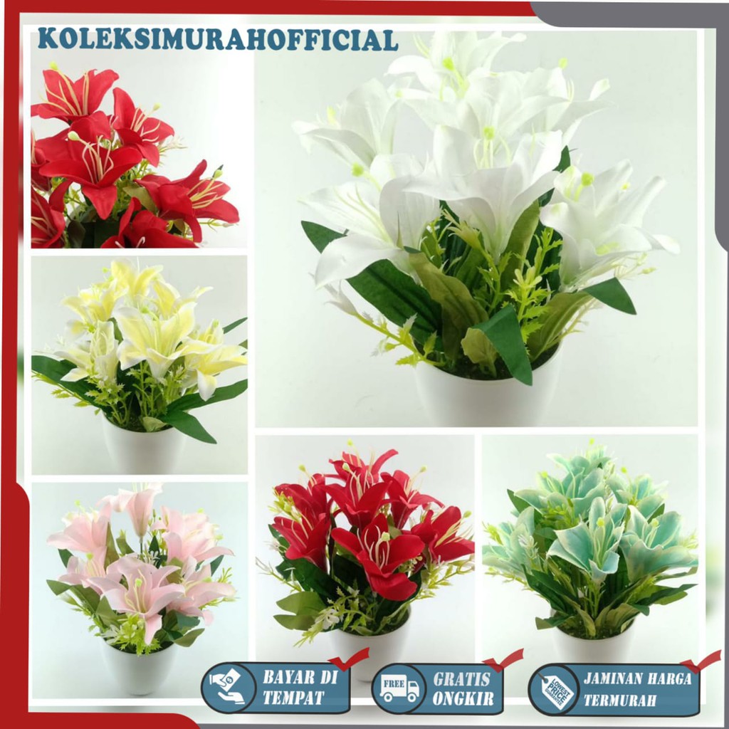 COD BUNGA PLASTIK BUNGA PAJANGAN IMITASI BUNGA ARTIFISIAL BUNGA LILY BUNGA HIAS PLASTIK BP8848