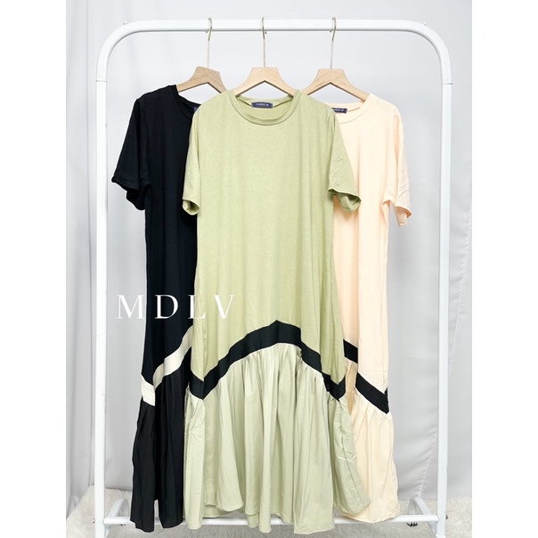 MDLV ~ 86810# Anya Drop Waist Dress Mide Dress Import