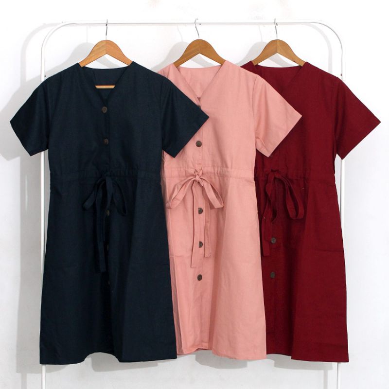 Dress Fashion BV RD-24 /Dress Midi /Dress Polos Katun Uniqlo