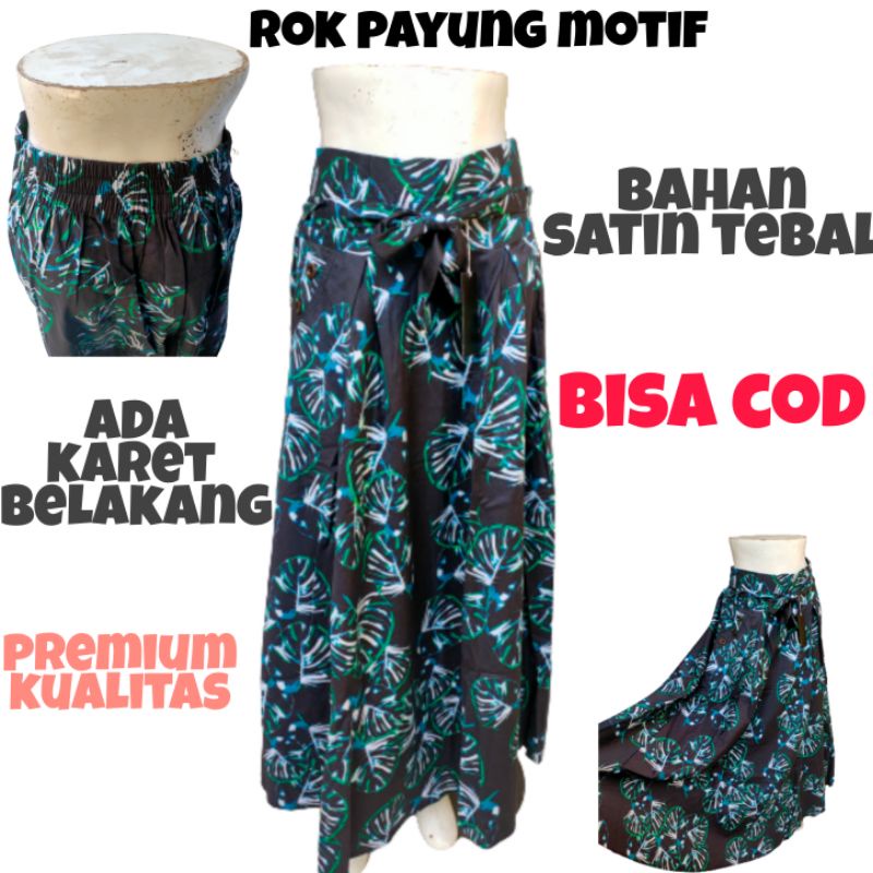 Rok Wanita Dewasa Panjang Motif Payung bahan Flanel Satin Tebal setelan Hijab