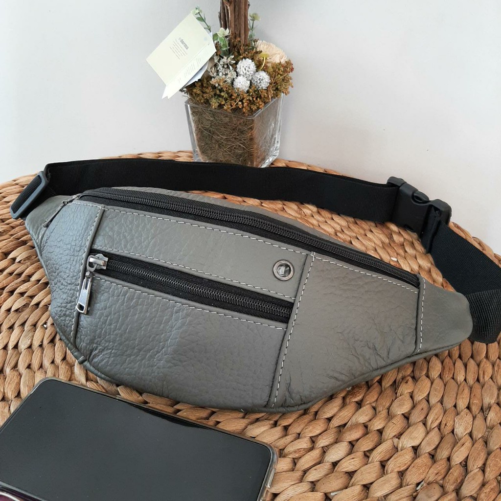 Waistbag Kulit Sapi Asli Motip Bamby Yang Tebal Cocok untuk barang bawaan hp dompet dll