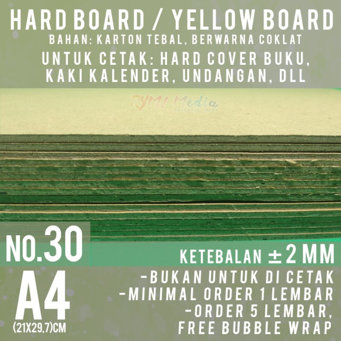 

kertas- board no. 30 a4 tebal 2 mm - kertas karton yellow board 2mm perlembar -kertas.