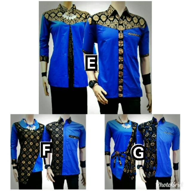 Couple Batik biru Atasan Kombinasi