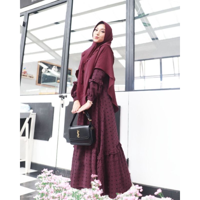 READY STOK NECTARINIA Dress | By Wanoja Hijab WNJ gamis syar'i busui friendly rayon crinkle dress Ko