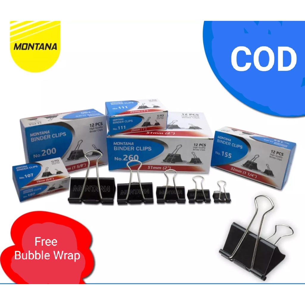 

Montana Binder Clip Hitam Penjepit Kertas Berbagai Ukuran