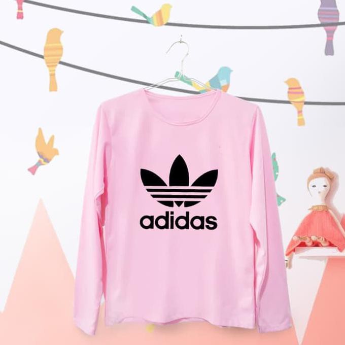 promo tumblr tee / t-shirt / kaos wanita lengan panjang adidas pink terbaru