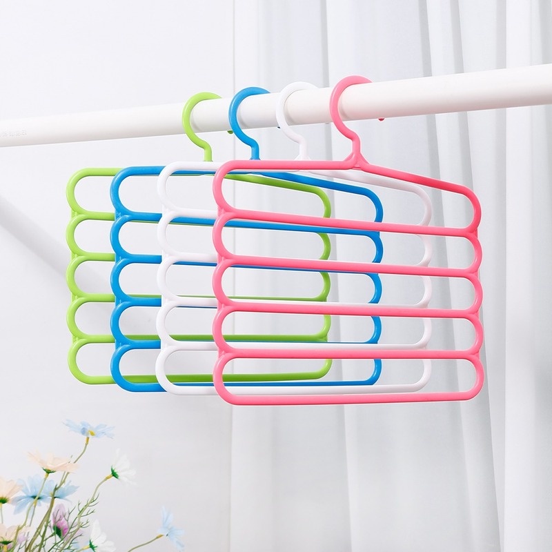 Rak Gantung Pengering Pakaian / Celana Jeans / Syal 5 Tingkat Multifungsi Bahan Plastik Anti slip