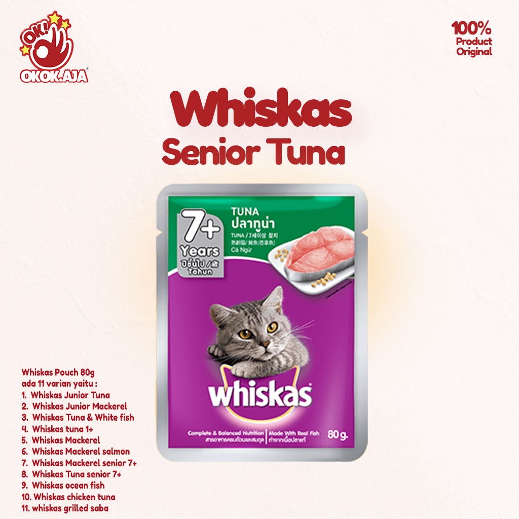 Whiskas Pouch 80g Makanan kucing basah premium dan murah