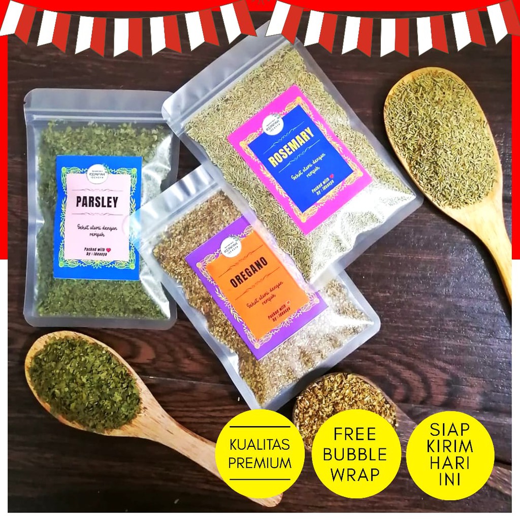 

PAKET HEMAT - Daun Parsley Oregano Rosemary kering Bumbu Peterseli Flakes MPASI Basil Herb Bubuk