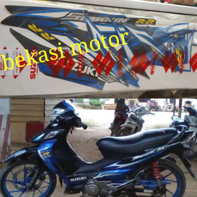 sticker striping suzuki shogun 125 RR FL original biru hitam