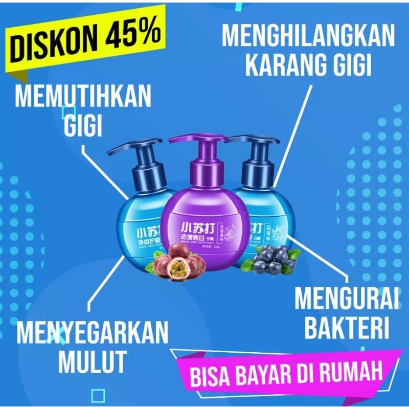 BS TOOTHPASTE PEMUTIH GIGI BAKING SODA PENGHILANG PLAK GIGI BS TOOTHPASTE ORIGINAL PEMBERSIH GIGI PASTA PENCERAH GIGI-220gr