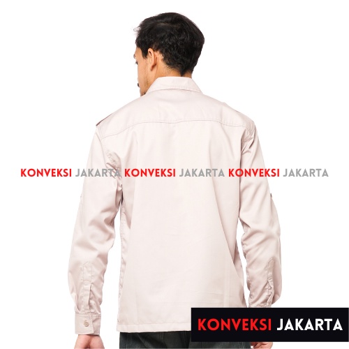 Baju Kemeja PDL Lengan Panjang Pria - Seragam Pakaian Kerja Dinas Lapangan Outdoor Gunung Warna Cream - Konveksi Jakarta Official