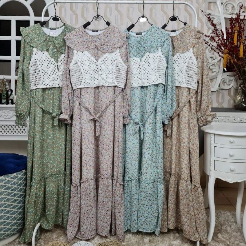 Gamis Maxi Vintage Vest Rajut BKK Import 899-C (2in1)