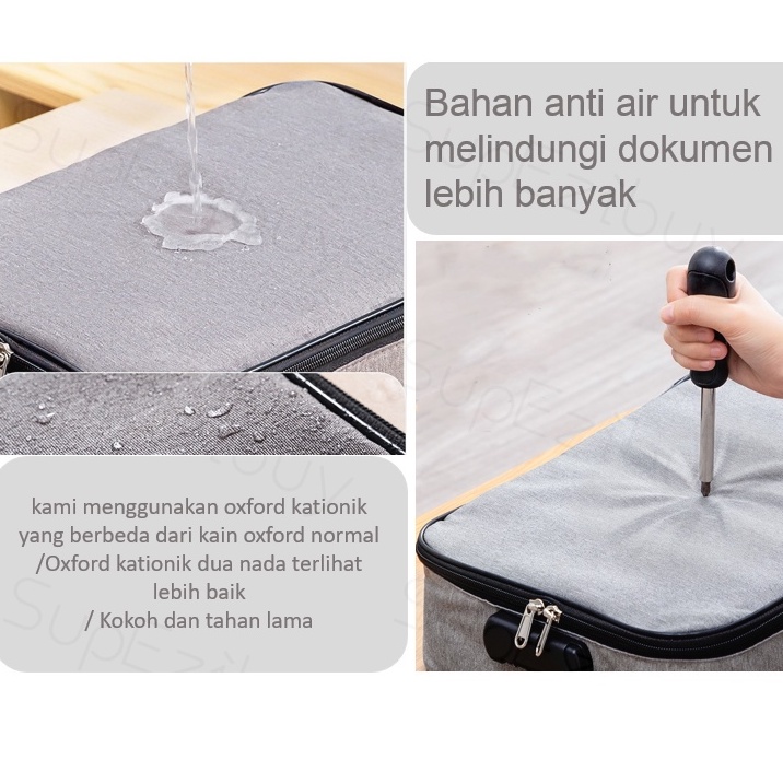 Serbagrosirmurah Tas penyimpanan Sertifikat Dokumen Bag Tempat Arsip Tas Multifungsi Tas Dokumen Tempat Penyimpanan Sertifikat File Bag Storage Bag 3 Layer