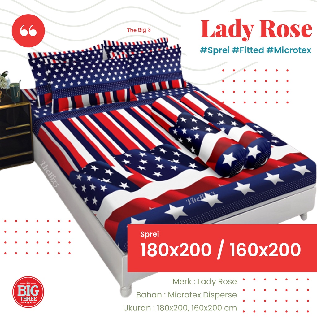 Sprei LADY ROSE 180x200 / 160x200 motif USA bola - King 180 Queen 160 - ladyrose bendera amerika SP