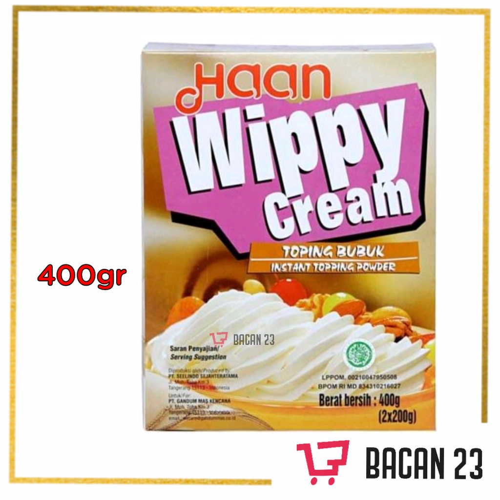 Haan Wippy Cream 400gr / Whip Cream Bubuk / Toping Bubuk Instan / Bacan 23 - Bacan23