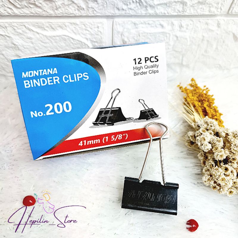 

Binder Clip No.200 atau No.155 / Binder Clip Montana / Binder Clip Hitam / Penjepit Kertas / Klip Kertas
