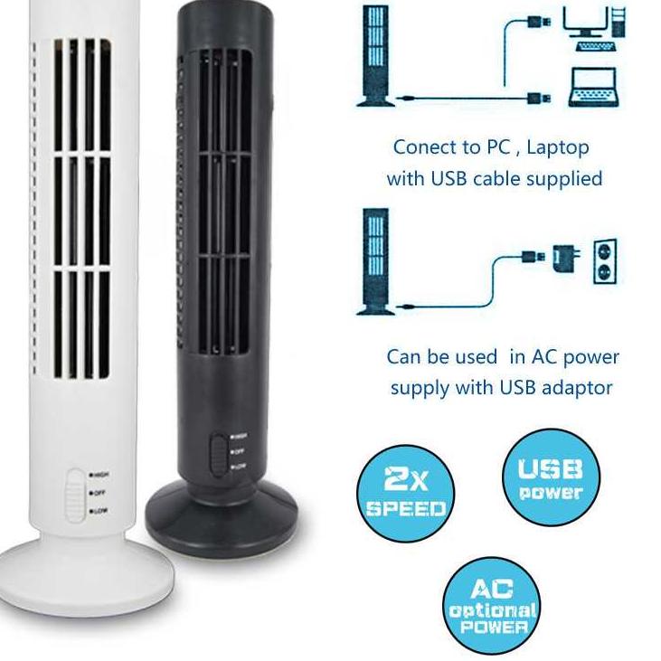 Model Favorit ⭐Kipas Angin USB Tower Leafless Ultra Quite - Kipas Angin AC Meja Silent
