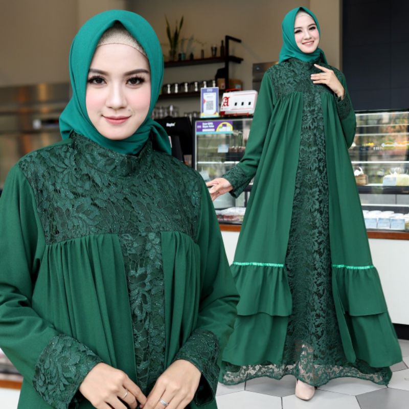 Baju Pesta Wanita Muslim Kondangan Brukat Mewah Elegan Gaun Muslimah Terbaru 2023 2024 Maxy Janet Le
