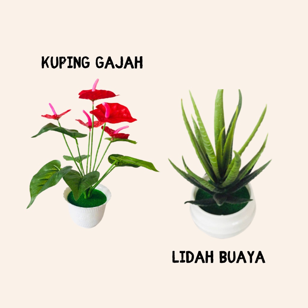 Satu7an Ornamen Bunga Plastik Tanaman hias Dekorasi Rumah Pajangan ARTIFICIAL Murah Impor pot bonsai-4