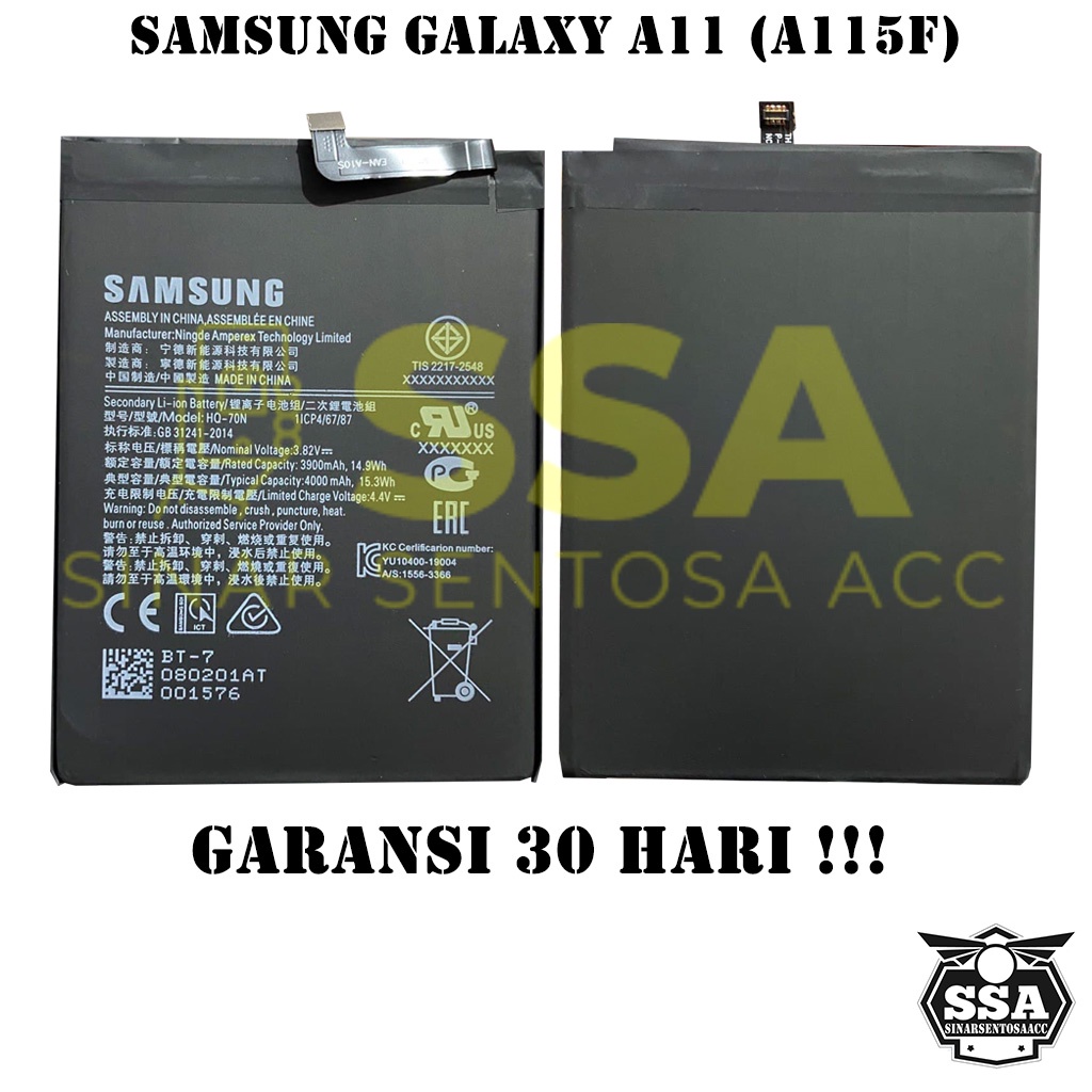 Baterai Original OEM Samsung Galaxy A11 A115 A115F HQ-70N HQ70N HQ 70N HP Ori Battery Batrai Batre Batu Batere GARANSI AWET MURAH