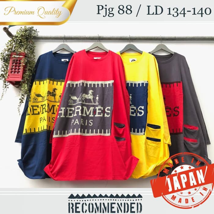 Baju Big Size Jumbo wanita blouse atasan EJI stampHERMES LD 134140 XXXXL