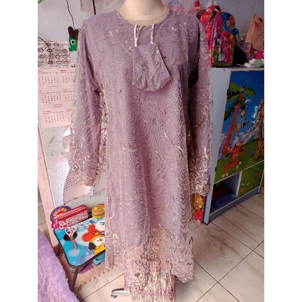 COD KEBAYA TUNIK TULE TILE JUMBO TULLE TULLE SERAGAM KEBAYA BRIDESMAIDS KEBAYA WISUDA MINT UNGU TARO ABU-^TULE BORDIR-TARO