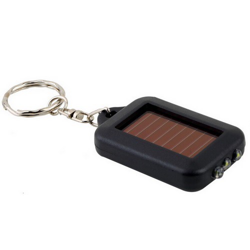 TaffLED Mini Led Solar Power Rechargeable Flashlight + Keychain - XY - Black