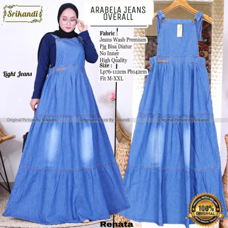 BAJU OVERALL JUMPSUIT ROK MAXY LONG DRESS GAMIS KODOK PANJANG BAHAN JEANS LEVIS DENIM WANITA