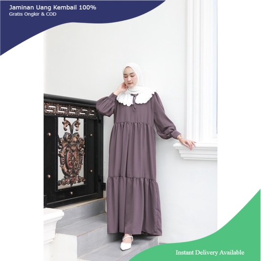 Busana Muslim Wanita Terbaru Gamis Dress Bahan Corina Sweding Gaun Kondangan  Nirima Maxi (Ld104 Pjg