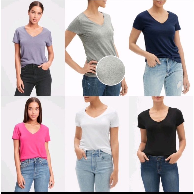 GAP kaos t-shirt V Neck favorite wanita