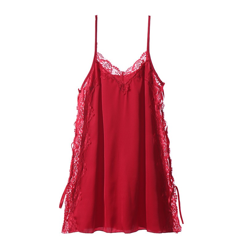 Murah Lingerie Wanita Set Satin Seksi Tali SIlang Baju TidurThong A512