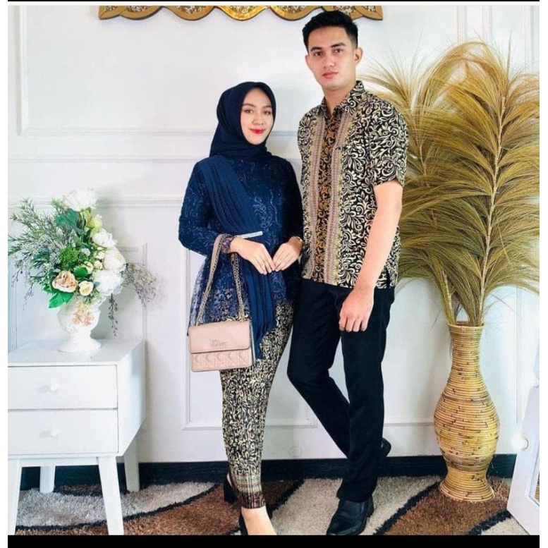 COUPLE BATIK TERBARU 2021 Brukat Premium Sarimbit Batik kebaya batik Rnb Batik Couple Keluarga