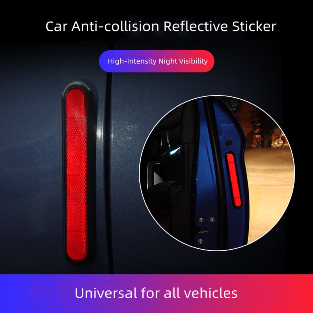 2 Pcs Reflektor Bumper Mobil Pelindung Stiker Reflektor Bahan Plastik