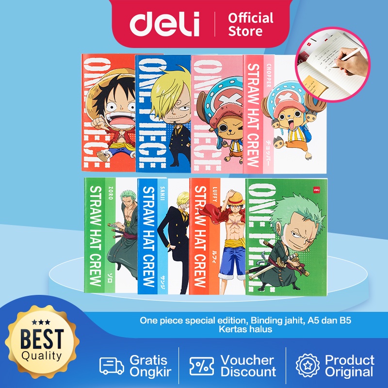 

Deli One Piece School Notebook / Buku Tulis Buku Catatan Jahit A5 B5 60 Lembar 70 GSM One Piece Kertas Halus EN006 EN007