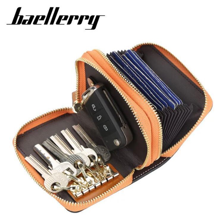 Baellerry Dompet Gantungan Kunci Mobil + Dompet Kartu Card Holder Kulit BLY27