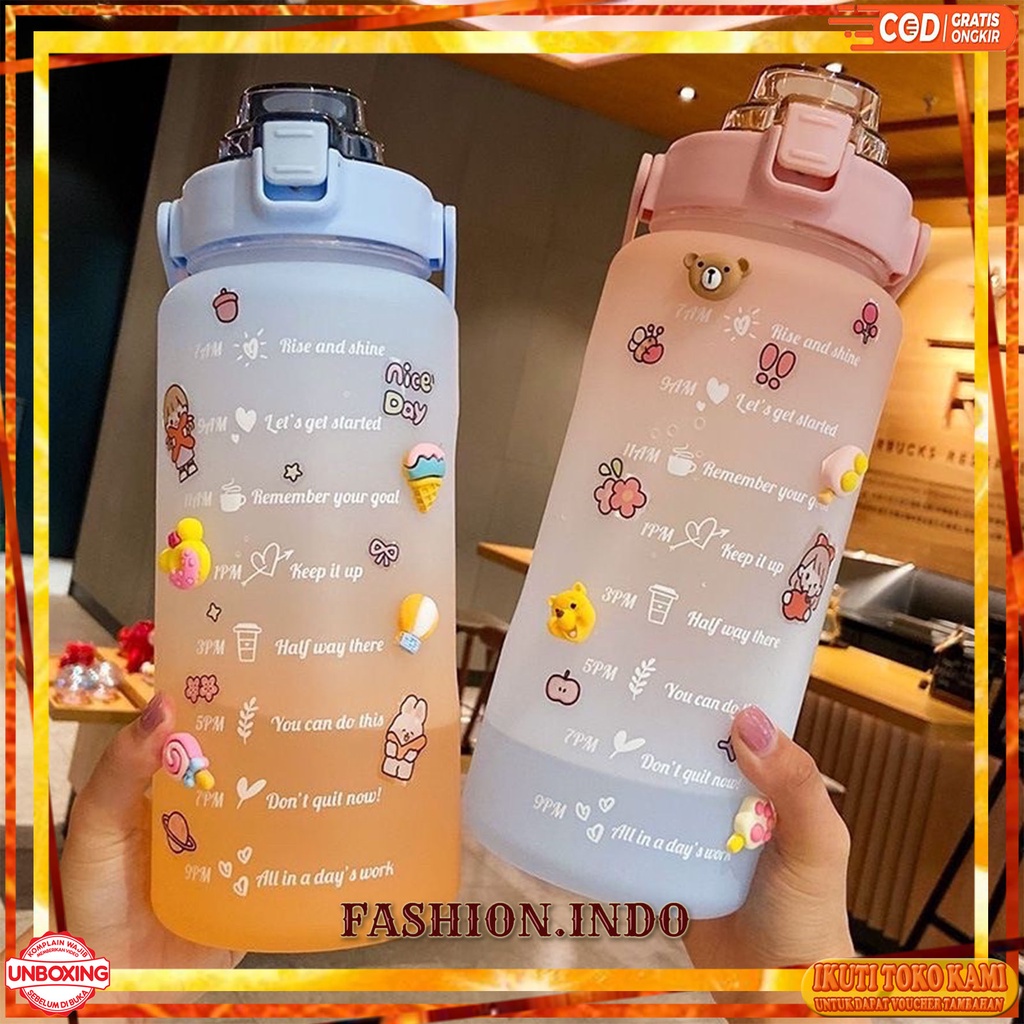 BOTOL MINUM VIRAL BOTOL MINUM KOREA BOTOL MINUM 2000ML BOTOL MINUM 2L COD MURAH FASHIONINDO